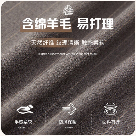 SEVEN 7 Seven Men's Light Business Suit Three-piece Korean Style Slim Groom's Suit Khaki 2XL 185