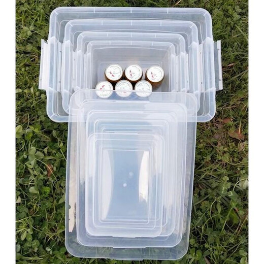 OUOETY larger and thickened transparent plastic fresh-keeping box for household rectangular cover storage box restaurant kitchen large size 9928
