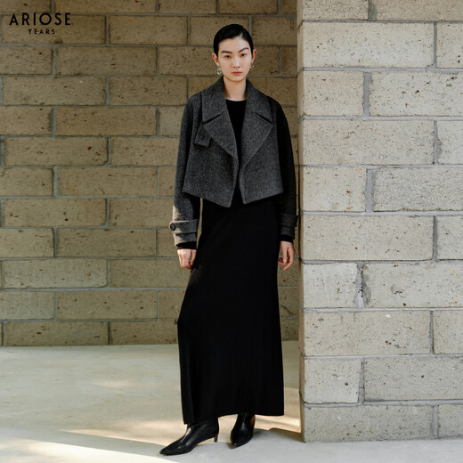 Ainos Estee Shopping Mall Same Style 2025 Winter New Commuting All-Sheep Wool Mid-Length High Waist Skirt 40933594 Black M