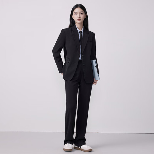 Troman black suit suit for women professional formal interview suit spring and autumn high-end women's suit jacket