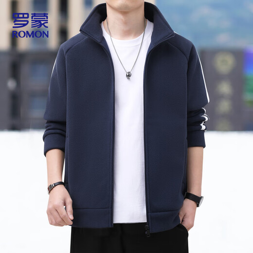 Romon Jacket Men's Autumn and Winter Casual Versatile Warm Windproof Polar Fleece Jacket Men's Dad Clothing 8868 Green XL