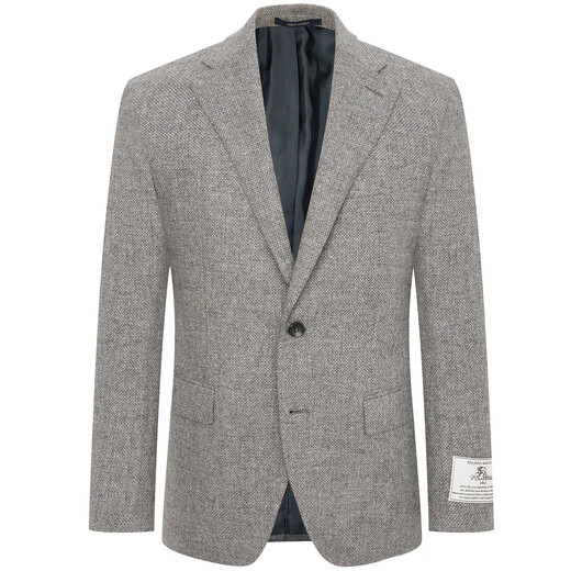 Anniversary bird suit men's autumn style men's business formal wear pure sheep wool single suit suit jacket with flat lapel for youth gray floral yarn dot texture 50 B(180/104)