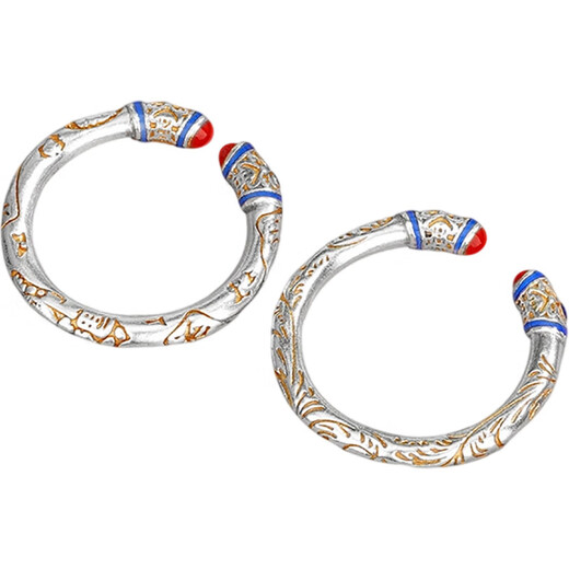 Lao Fengxiang gold-painted Tang grass pattern women's silver 999 open couple ring women's ring birthday gift girl silver jewelry pure silver gold-painted lucky cat open ring + certificate + brand gift box