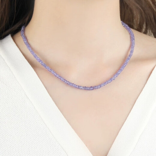 Knock on Love Tanzanite Necklace Blue Purple Sapphire Bead Bracelet Couple Crystal Bracelet Bare Stone Clavicle Chain Neck Purple Tanzanite Necklace Sapphire Bead Bracelet