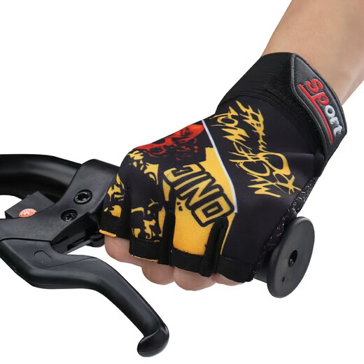 Men's Skull Half Finger Outdoor Cycling Mountaineering Fishing Fitness Half Finger Gloves Breathable Non-Slip Half Finger Cycling Gloves Blue One Size