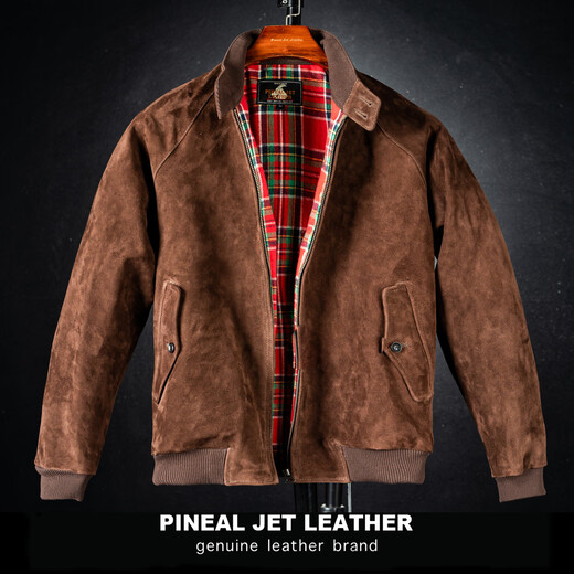 PJL2025 new men's casual stand collar retro trendy goatskin suede Harrington G9 brown M (135Jin Jin is equal to less than 0.5kg)