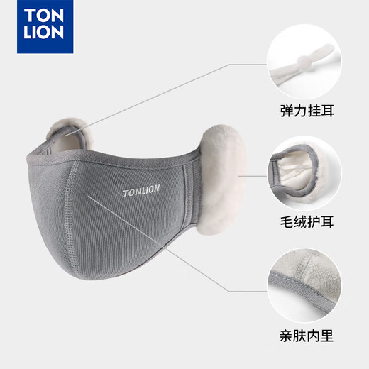 Tang Shi; Tonlion Cycling Windproof plus tas d'oreille en velours pour les femmes dans les masques chauds d'oreille Couvre-oreilles à l'épreuve du froid Artefact Masque deux en un masque blanc