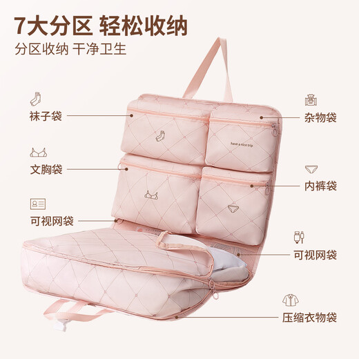 Baicaoyuan travel storage bag suitcase storage organizer clothing underwear essentials for business trips seven-in-one compressed powder