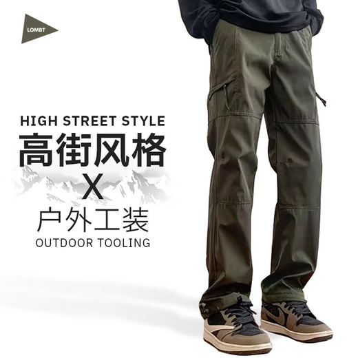 LOMBT American functional overalls men's autumn outdoor charge loose straight casual long pants LT03 military green 2XL