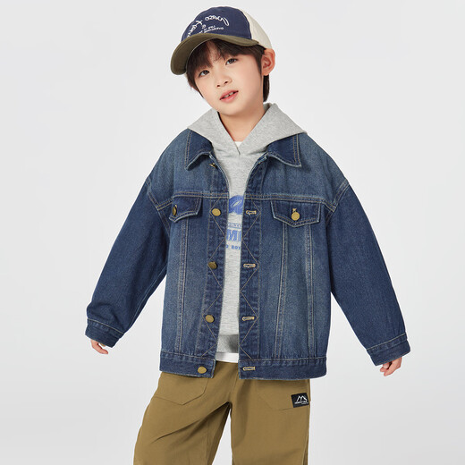 Duojia placket rhombus boys' denim spring children's workwear casual jackets for middle-aged and older children handsome and stylish jackets