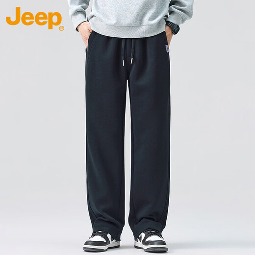 JEEP Casual Pants Men's Autumn and Winter Straight Pants Men's Loose Wide Leg Pants Stretch Sports Men's Pants Black XL