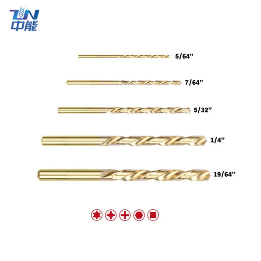 RSRDDY 5-piece set British left-turn reverse drill bit broken wire screw remover screw remover drill bit British titanium-plated British left-hand drill bit set