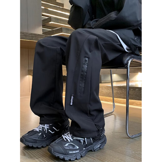 BAA AND BAA Assault Pants Men's Autumn and Winter Windproof and Waterproof Loose Straight Pants Wide Leg Sports 2025 Large Size Work Pants Black Velvet RK33-HMFS 2XL Recommended 145Jin Jin is equal to 0.5kg -160Jin Jin is equal to 0.5kg