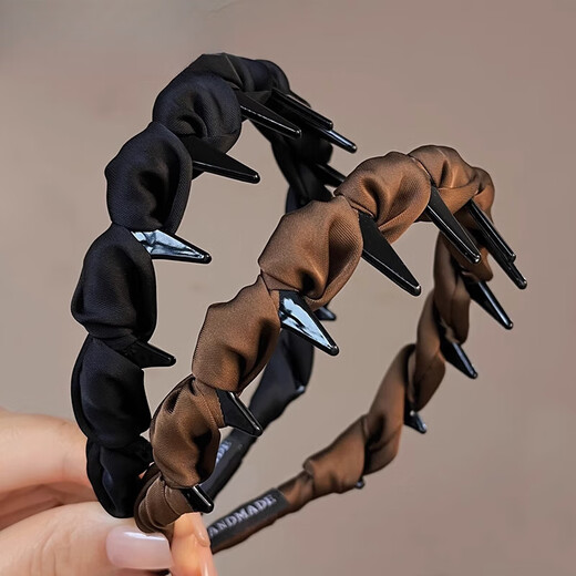 JCZS black high skull beautiful headband women's toothed fluffy headband 2025 new style everyday silver gray fine glitter rhinestone headband high skull/shown