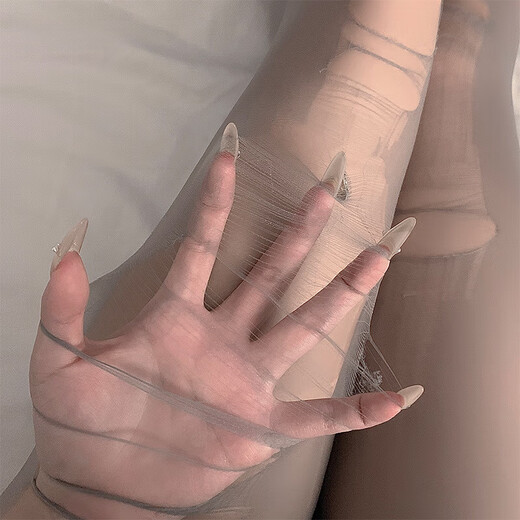 Sexy sexy lace flirty hand-torn stockings with any holes torn, beautiful leg stockings, pantyhose one-piece, white silk fishnet for women, black closed crotch, exquisite soft bag, one size fits all