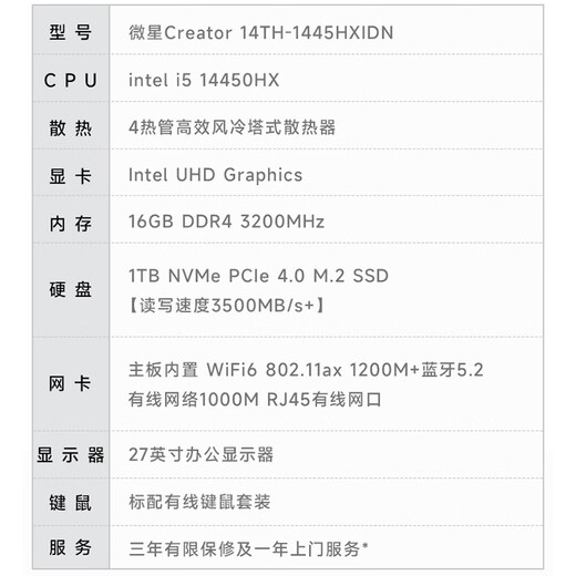 MSI Creator i5 14450HX/16G/1T 27-inch monitor designer complete set of commercial office desktop computer host