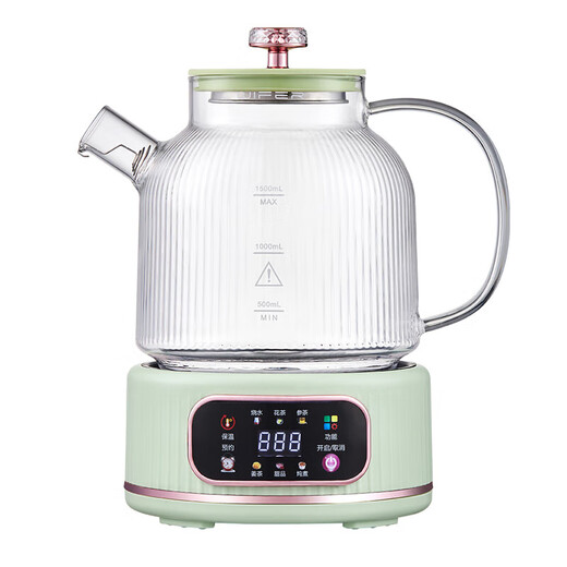 WIFER Health Pot Full Glass Kettle Office Mini Tea Maker Stew All-in-One Tea Pot Home Flower Teapot Small Thermostatic Pot Multi-Function Mini Electric Kettle Full Glass 0 Glue 12H Constant Temperature No Tea Leakage 1.5L