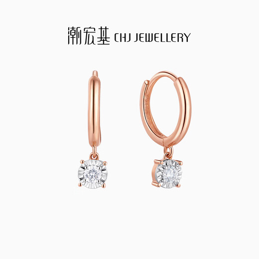 Trendy Acer round flash 18K gold diamond earrings color gold earrings fashion high-end birthday gift for girlfriend red 18K single style