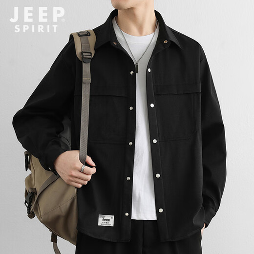 JEEP SPIRIT Jeep long-sleeved shirt men's spring casual jacket men's loose and versatile long-sleeved shirt trendy men's tops men's clothing