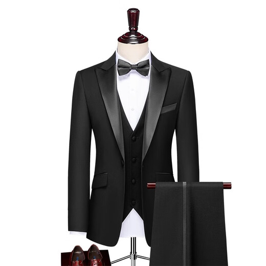 Woodpecker (TUCANO) suit men's three-piece business casual suit, workplace formal wear, groom's best man's wedding banquet dress, suit jacket + vest + pants, three-piece suit XL recommended 125 Jin Jin equals 0.5 kg -140 Jin Jin equals 0.5 kg