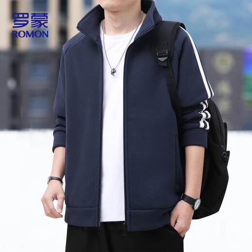 Romon Jacket Men's Autumn and Winter Casual Versatile Warm Windproof Polar Fleece Jacket Men's Dad Clothing 8868 Green XL