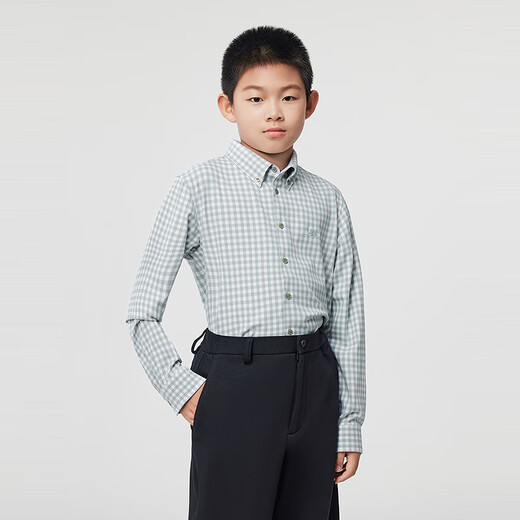 YOUNGOR long-sleeved shirt boys cotton blended chest embroidered little dragon horse suede shirt soft and comfortable 2025 shopping mall same style pink green KLRM115670QKA 150 150/76