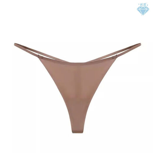 One-thread thong for women's night use, high-end new style, cross-cut brushed sexy underwear, ice silk crotch t, apricot color S
