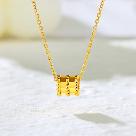 Chow Tai Fook Chinese Valentine's Day gift gold necklace women's pure gold 999 small waist necklace clavicle chain for wife pure gold pendant + 18k titanium chain