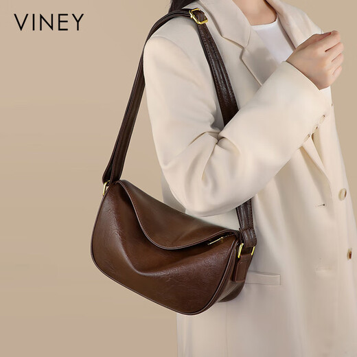 viney牛皮包包女包轻奢饺子包轻奢斜挎单肩包生日礼物高级感送女友老婆