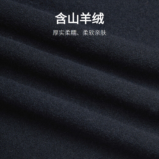 Goldlion Contains Cashmere 25 Autumn and Winter Long Sleeve Sweater Men's Casual Solid Color Henley Collar Pullover Sweater Navy L
