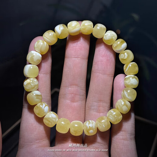 Natural raw mineral, Russian material, white flower beeswax, old-style barrel bead bracelets, Buddhist beads and cultural toys, original fine products for women, fine plain bracelets with a diameter of 7mm