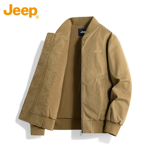 Jeep (JEEP) Jacket Men's Bomber Jacket Executive Autumn and Winter Workwear Baseball Collar Retro Top Men's Khaki XL