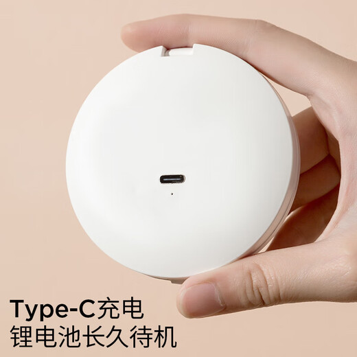 网红ins爱心手柄补妆镜可爱女生手持镜爱心镜随身便携手持学生化妆镜 LED随身折叠化妆镜白色