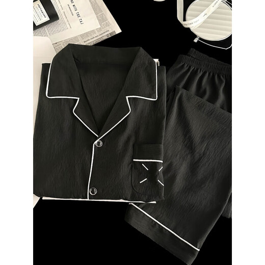 Fentenkean printemps et automne yunduo coton pyjamas pour hommes minces à manches longues adolescents de grande taille de grande taille 12529 (short à manches courtes) yunduo cotton 3xl [suggéré 160-190jin [Jin est égal à 0,5 kg]]]