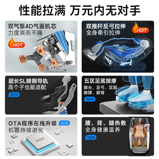 IRest Massage Chair Home Full Body Space Capsule 2025 Top Ten Brands Multifunctional Zero Gravity Luxury National Subsidy Automatic Massage Physiotherapy Parents Gift S730pro S730Pro Moonlight White 4D Airbag Upgrade