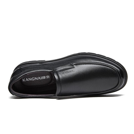 Kangnai men's first-layer cowhide business casual shoes slip-on comfortable commuting office leather shoes for men black 42