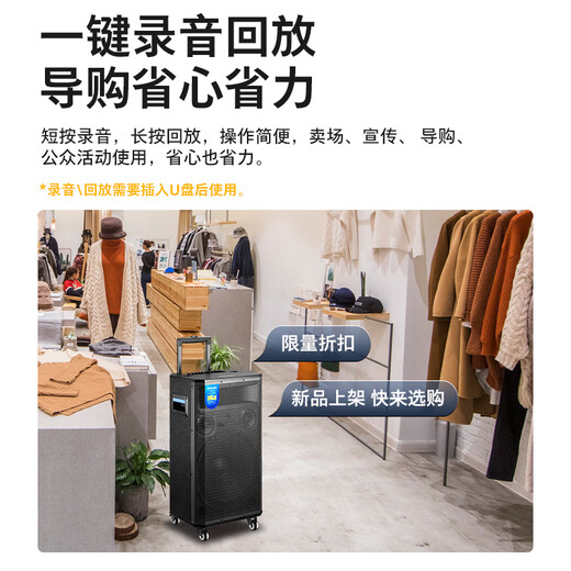 Philips (PHILIPS) SD170PLUS 15-inch square dance audio outdoor stage high-power mobile portable trolley speaker wireless Bluetooth high-volume karaoke amplification with dual microphones