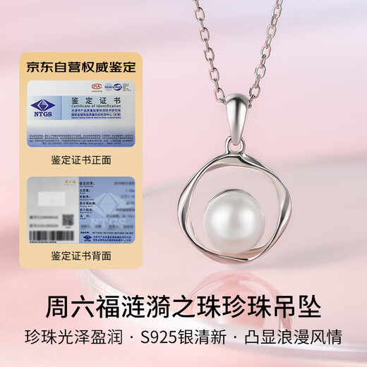 Saturday Fortune S925 Silver Freshwater Pearl Necklace Pendant Birthday Gift X0612435 40+5cm