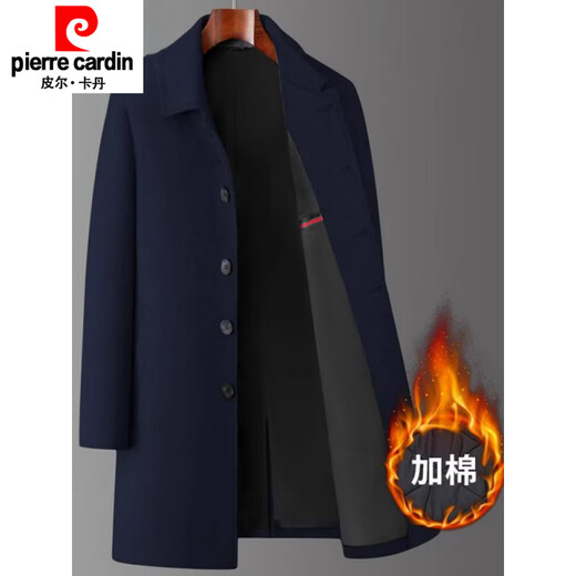 Pierre Cardin woolen coat men's autumn and winter mid-length casual woolen woolen thickened coat cashmere windbreaker new product black regular style M 170 recommended 100-125Jin Jin equals 0.5 kg
