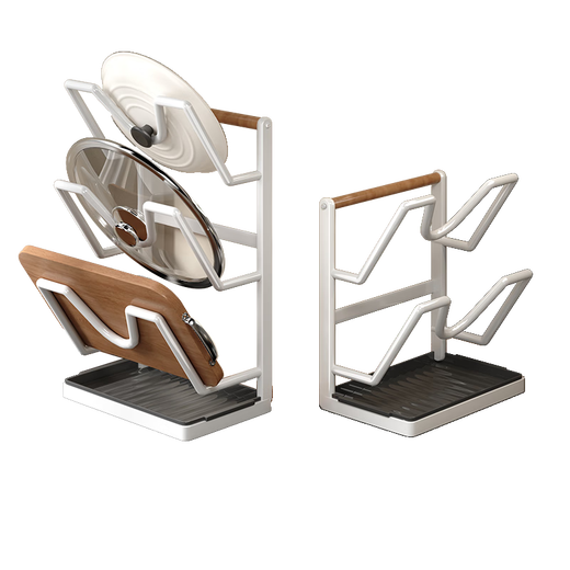 Jia helper kitchen pot lid rack countertop wall-mounted storage rack large pot lid drain rack pot rack storage rack household countertop 3-layer