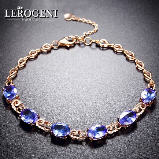 Lirokini Bracelet Women's Tanzanite Blue Gemstone 18 Gold K High-End Luxury Jewelry Birthday Memorial Gift Tanzanite Bracelet (Customized)