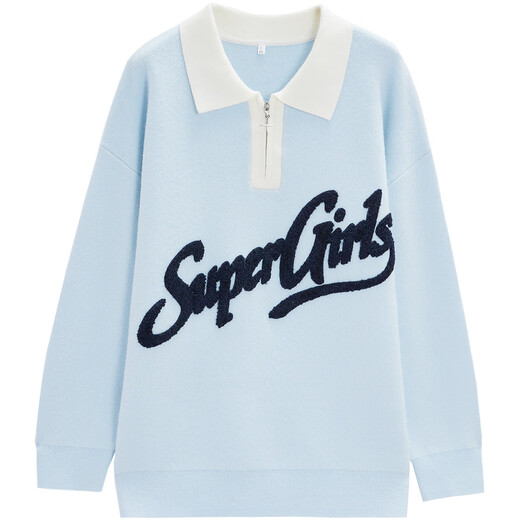 IEF/Aiyifu 2025 winter new American fashion casual letter jacquard loose and versatile woolen mid-top, light yellow, one size fits all