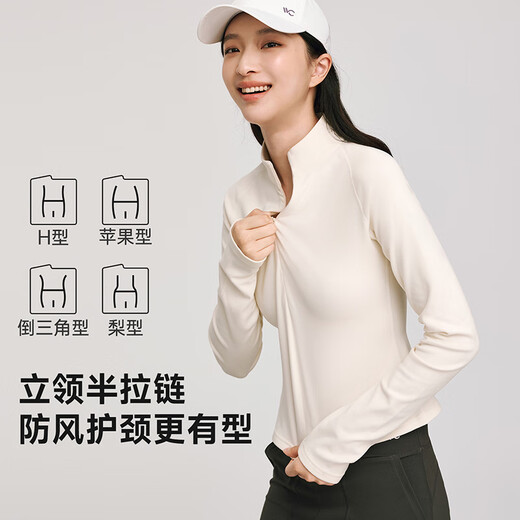 VVC bottoming shirt for women in autumn and winter with half-zip slim fit and polar fleece cotton-feel stretch thermal jacket inside, starry sky black L