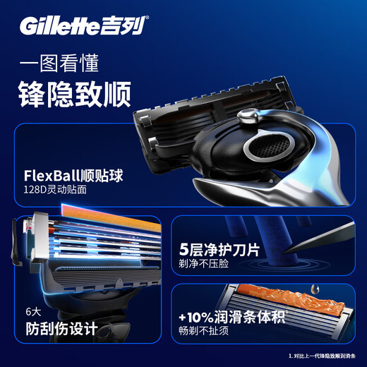 Gillette manual razor, Fengyin 5-speed gravity box, full body washable travel portable anti-scratch razor, manual 5-layer blade, 1 blade holder, 5 blade heads, non-Geely