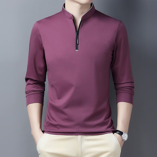Goldlion Autumn Autumn Middle-E-E-E-E-E-E-ENCELA Camiseta de manga larga Sweater Collar Sweater Half Zipper Camisa de otoño Bottom Dad Spring y Autumn Fin Camiseta Negra 6623 14xl (165)