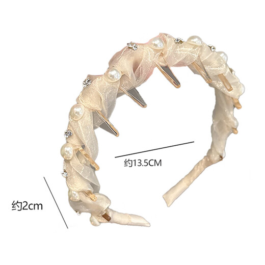 Jian Yingshu Xiaoxiangfeng mesh pearl tooth comb headband, outing headwear, high skull fluffy headband, face wash hairpin