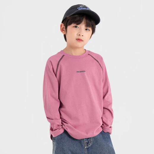 Duojia boys' T-shirt 2025 autumn American three-needle five-thread printed long-sleeved outdoor sports children's pure cotton breathable top