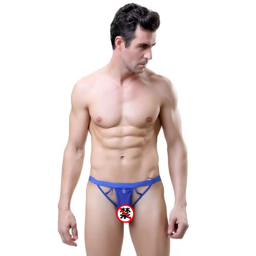 SMVP single Nanwei men's thong sexy T-pants mesh fully transparent sexy real-life lace briefs trendy G37 black