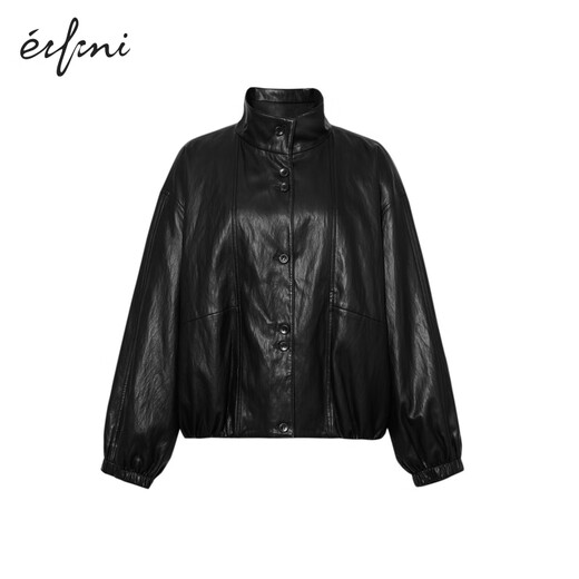 EIFLI (EIFINI) EIFLI Trendy Motorradtemperament Temachse Lederjacke für Frauen 2025 Herbst Neue vielseitige Freizeit -Designjacke für Frauen Schwarz S