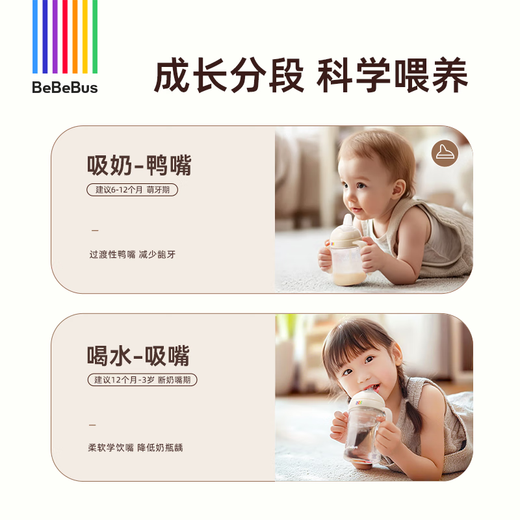 Bebebus learning drinking cup duckbill cup baby water cup 6 months and above milk cup non-feeding bottle with gravity ball straw cup 200ml